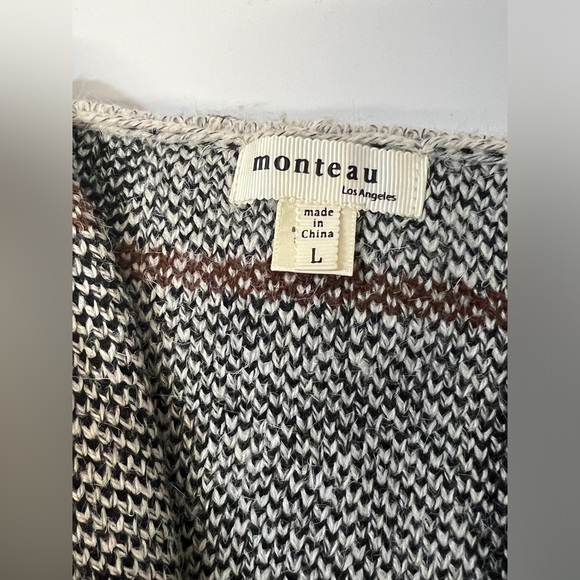 🛍️MONTEAU Black and gray hooded duster cardigan size L. - Picture 9 of 12